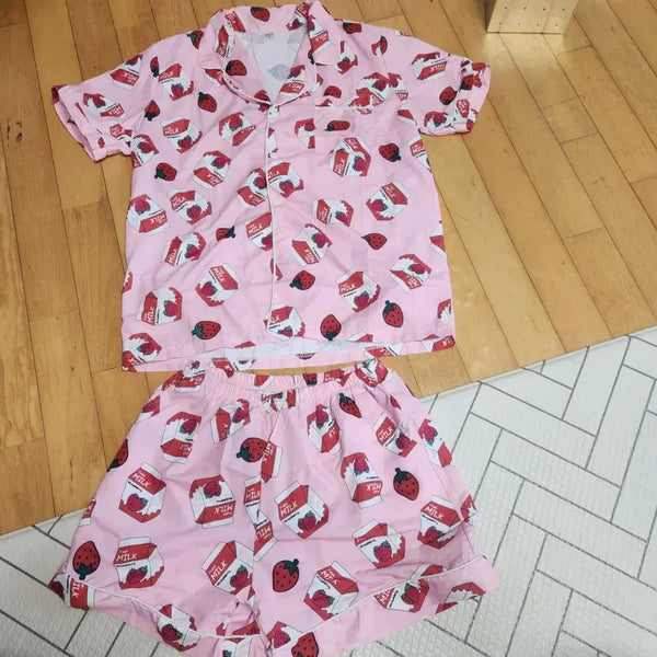[BUNJANG] W&G Strawberry Milk Pajama Set (Size S) / (새상품)W&G 딸기우유 파자마 세트 S