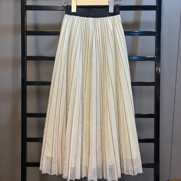 [BUNJANG] VAN AKE Mesh Pleated Long Skirt with Contrast Stitching / [FREE] 반에이크 VAN AKE 메쉬 플리츠 롱스커트 배색 스티치 2