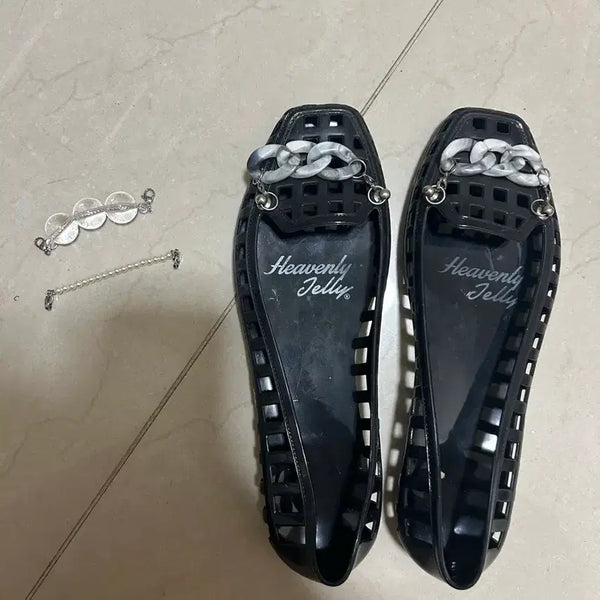[BUNJANG] Heavenly Jelly Black Chain Detail Jelly Shoes / 헤븐리젤리 젤리슈즈 블랙 (체인장식 포함)
