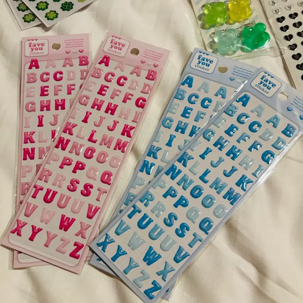 [BUNJANG] Mind Wave Alphabet Epoxy Stickers (Pink/Blue) / 마인드웨이브마스킹알파벳에폭시 핑크,블루