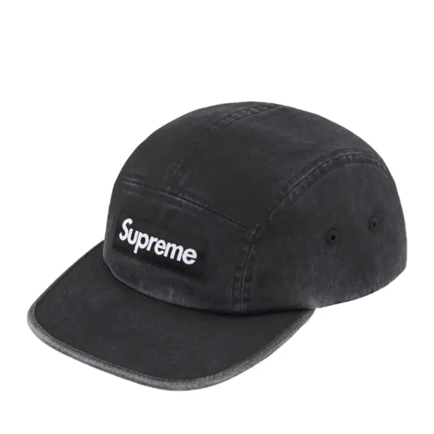 [BUNJANG] Supreme Washed Chino Twill Camp Cap Black 25SS / 슈프림 워시드 치노 트윌 캠프캡 블랙 25SS