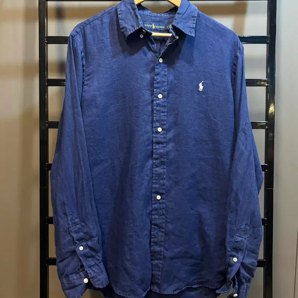 [BUNJANG] Polo Ralph Lauren Classic Fit Linen Shirt Navy L / [L] 폴로 랄프로렌 클래식핏 린넨 셔츠 남방 네이비 정품 7.9