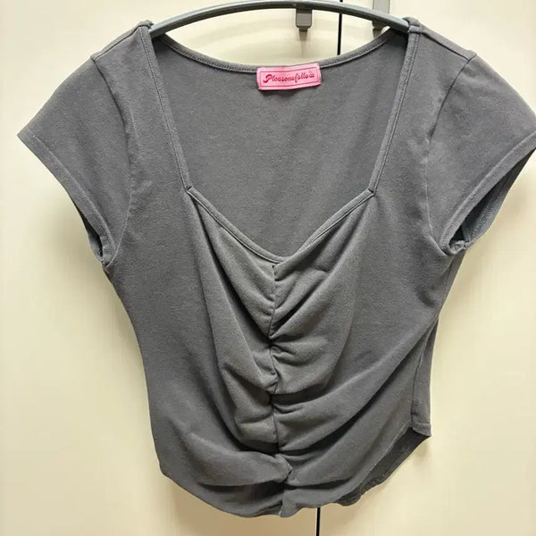 [BUNJANG] Please Follow Me Dalian Top Short Sleeve Charcoal / 플노팔 플리즈노팔로우 달린탑 반팔 차콜