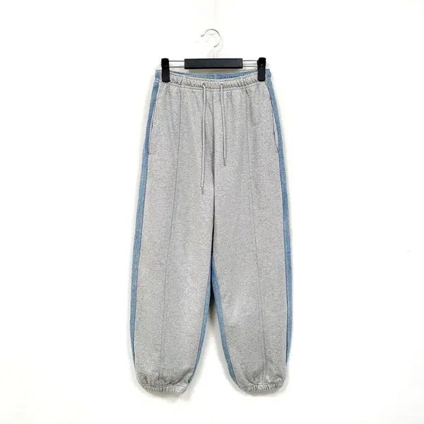 [BUNJANG] Slow Recorder House Mixmatch Banding Jogger Pants Grey/Blue / 슬로우 레코더 하우스 믹스매치 밴딩 조거 팬츠 그레이/청 B269