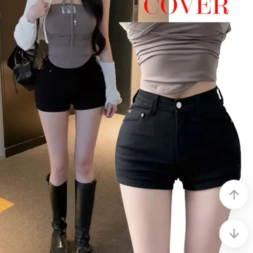 [BUNJANG] Quarter High-Waist Cotton Short Pants with Hip Padding / (1번 입음)쿼터 반하이 면 숏팬츠 골반뽕 반바지