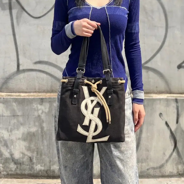 [BUNJANG] Saint Laurent 90AW Kahala Canvas Biker Handbag Tote Bag / 생로랑 90AW 카할라 캔버스 바이커 핸드백 토트백