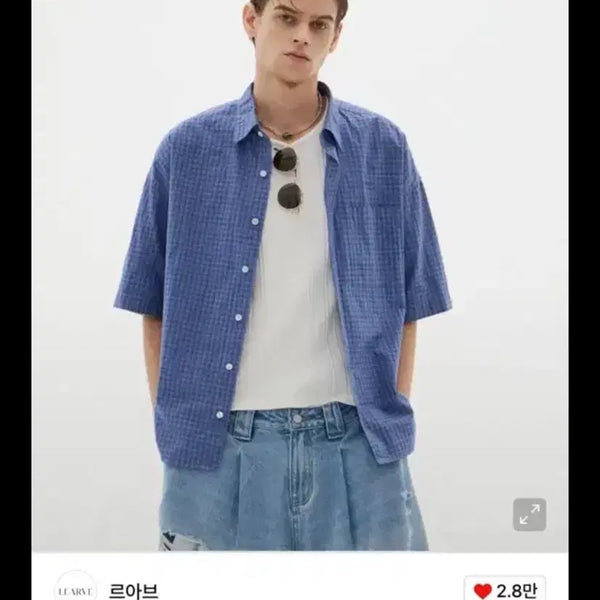 [BUNJANG] Le Havre Kuwamura Cairo Short Sleeve Shirt Blue / 르아브 쿠와무라 카이로 반팔 셔츠 블루