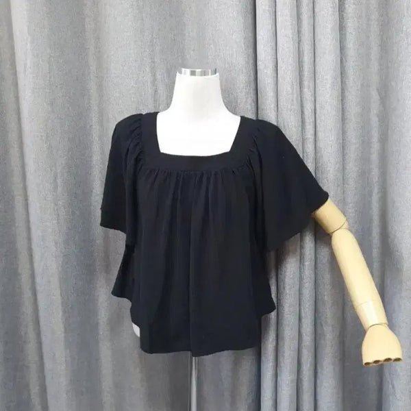 [BUNJANG] Square Neck Black Blouse / 스퀘어 블랙 블라우스