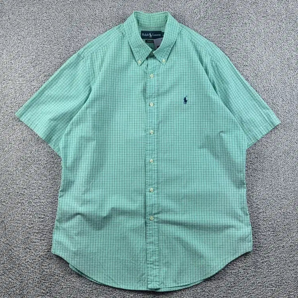 [BUNJANG] Polo Ralph Lauren Green/Blue Check Short Sleeve Shirt (L) / 폴로랄프로렌 반팔 셔츠 ( L ) / 12835