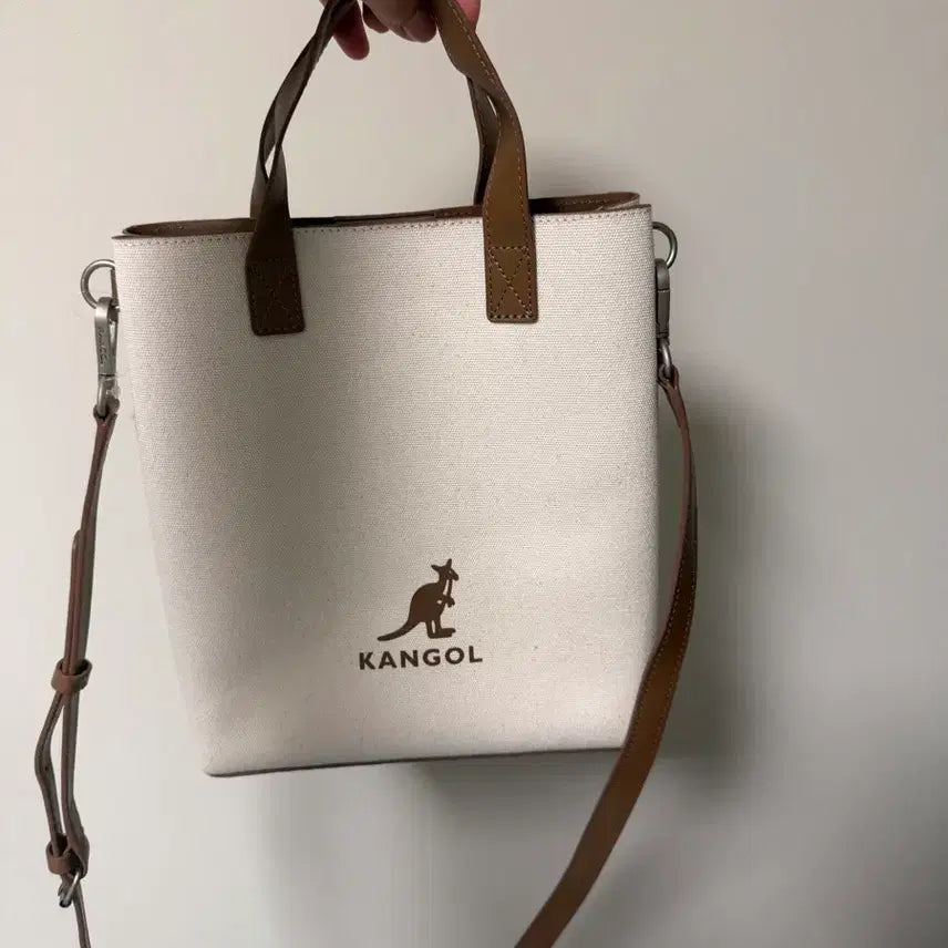 [BUNJANG] Kangol Canvas Crossbody Bag with Leather Trim / 캉골 가방