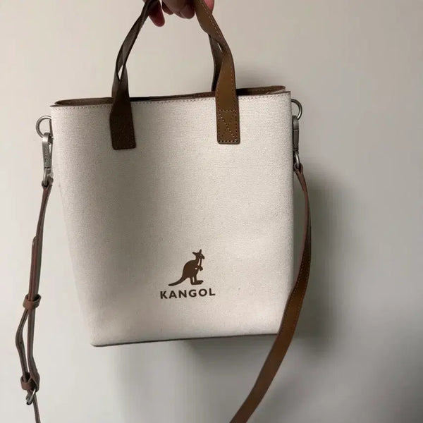 [BUNJANG] Kangol Canvas Crossbody Bag with Leather Trim / 캉골 가방