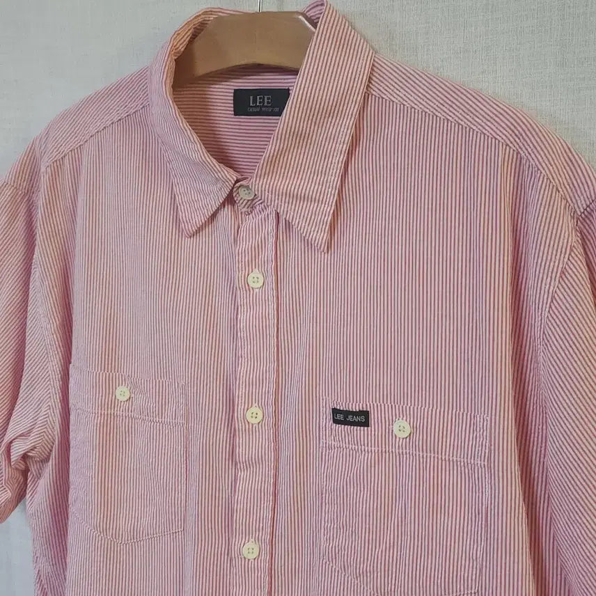 [BUNJANG] Lee Genuine Cotton Striped Short-Sleeve Shirt / LEE 리 게스 정품 순면 반팔 셔츠 여름 남방 105 스트라이프