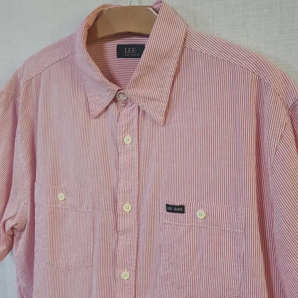 [BUNJANG] Lee Genuine Cotton Striped Short-Sleeve Shirt / LEE 리 게스 정품 순면 반팔 셔츠 여름 남방 105 스트라이프