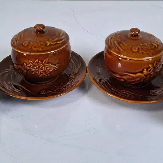 [BUNJANG] Vintage Korean Traditional Tea Cups and Saucers Set (Ginseng/Ssanghwa Tea) / 근대사 수집 자료 옛날 민속품 다방 전통차 인삼차 쌍화차 무궁화 잔