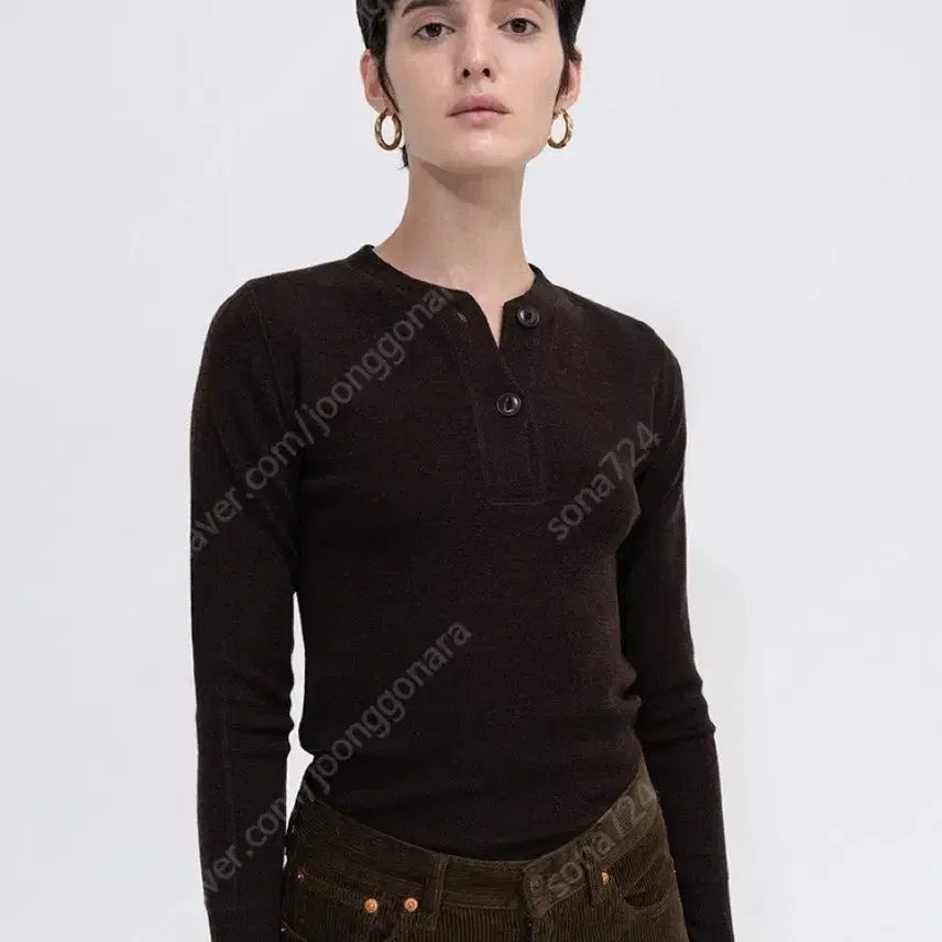 [BUNJANG] Urbanic30 Black Henley Neck Knit S / 얼바닉30 블랙 헨리넥 니트 s henley urbanic30