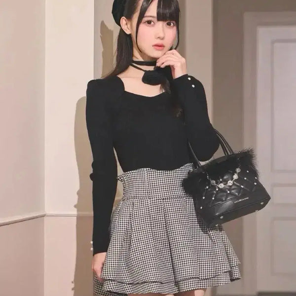 [BUNJANG] Evelyn Chidori Mini Skirt / 에블린 치도리 미니 스커트