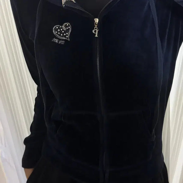 [BUNJANG] Victoria's Secret Velvet Navy Hooded Zip-Up S / 빅토리아시크릿 벨벳 네이비 후드집업 S