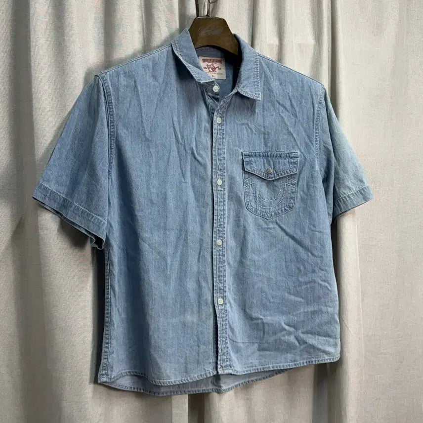 [BUNJANG] True Religion 00s Vintage Pocket Denim Short-Sleeve Shirt / 트루릴리젼 00s 빈티지 포켓 데님 반팔 셔츠 청남방