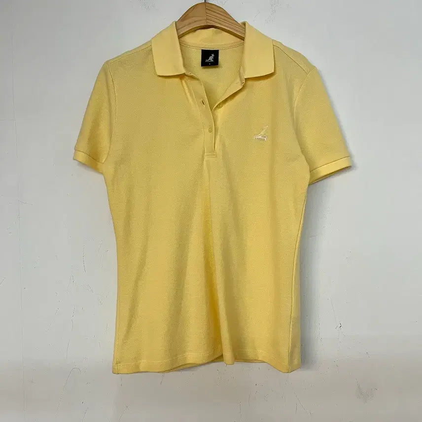 [BUNJANG] Kangol Logo Short Sleeve Polo T-Shirt Yellow Women's Size S / 여성S) 캉골 로고 PK 반팔 카라 티셔츠