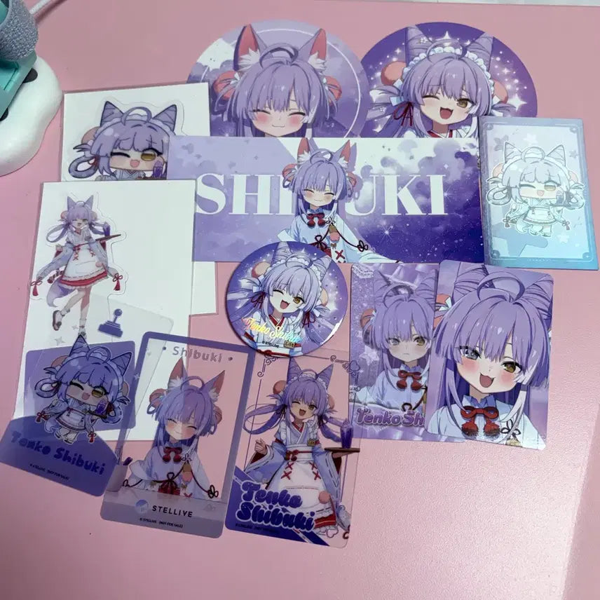 [BUNJANG] StellaLive Aniplex Cafe Shibuki Goods Bundle (Can Badge, POB Photocard, Coaster, PP Stand) / 스텔라이브 애니플러스카페 시부키 캔뱃지, 특전 포카 ,코스터,pp스탠드등