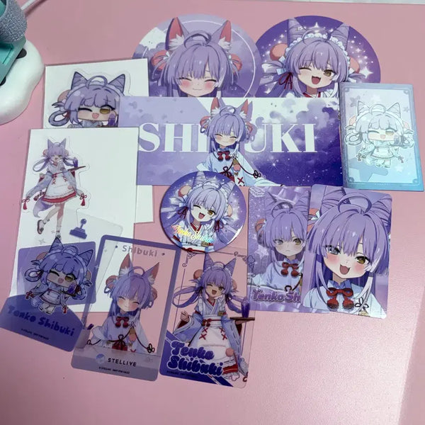 [BUNJANG] StellaLive Aniplex Cafe Shibuki Goods Bundle (Can Badge, POB Photocard, Coaster, PP Stand) / 스텔라이브 애니플러스카페 시부키 캔뱃지, 특전 포카 ,코스터,pp스탠드등
