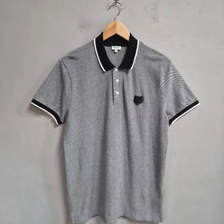 [BUNJANG] Kenzo Tiger Embroidery Polo Shirt - Grey, Size M / 겐조 타이거 자수 카라티 M 그레이