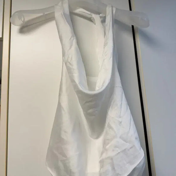 [BUNJANG] Not Your Rose White Halterneck Draping Top / 낫유어로즈 화이트 홀터넥 드레이핑 탑