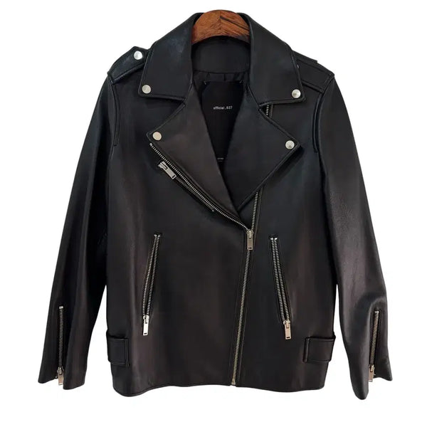 [BUNJANG] Genuine Black Lambskin Rider Jacket (Size S) / Official_637 양가죽 라이더 자켓 블랙 S 정품
