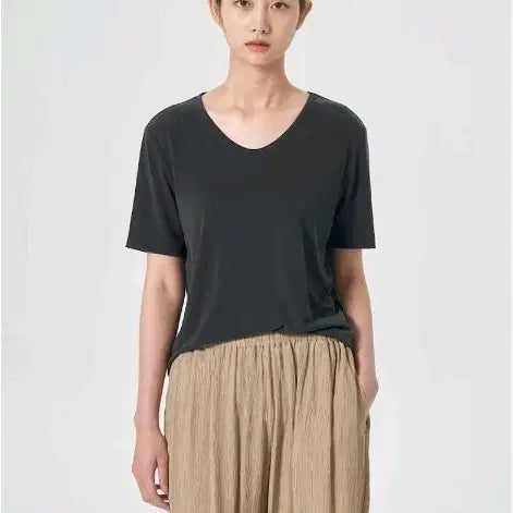 [BUNJANG] 8 Seconds Black Modal Sand Washing Short Sleeve T-Shirt / [에잇세컨즈] 블랙 모달 샌드 워싱 반팔 티셔츠