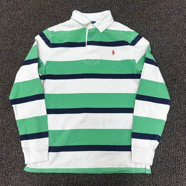 [BUNJANG] Polo Ralph Lauren Striped Rugby Long Sleeve T-Shirt L / POLO 폴로 랄프로렌 스트라이프 럭비티 긴팔티셔츠 L