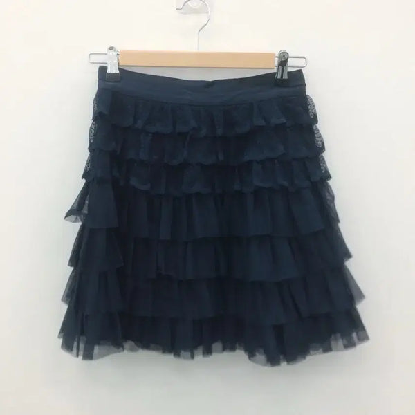 [BUNJANG] Lenibebe 7-Tier Dot Mini Skirt / (미시착) 레니본 7단 캉캉 3단 도트 딥네이비 빈티지 미니 샤스커트