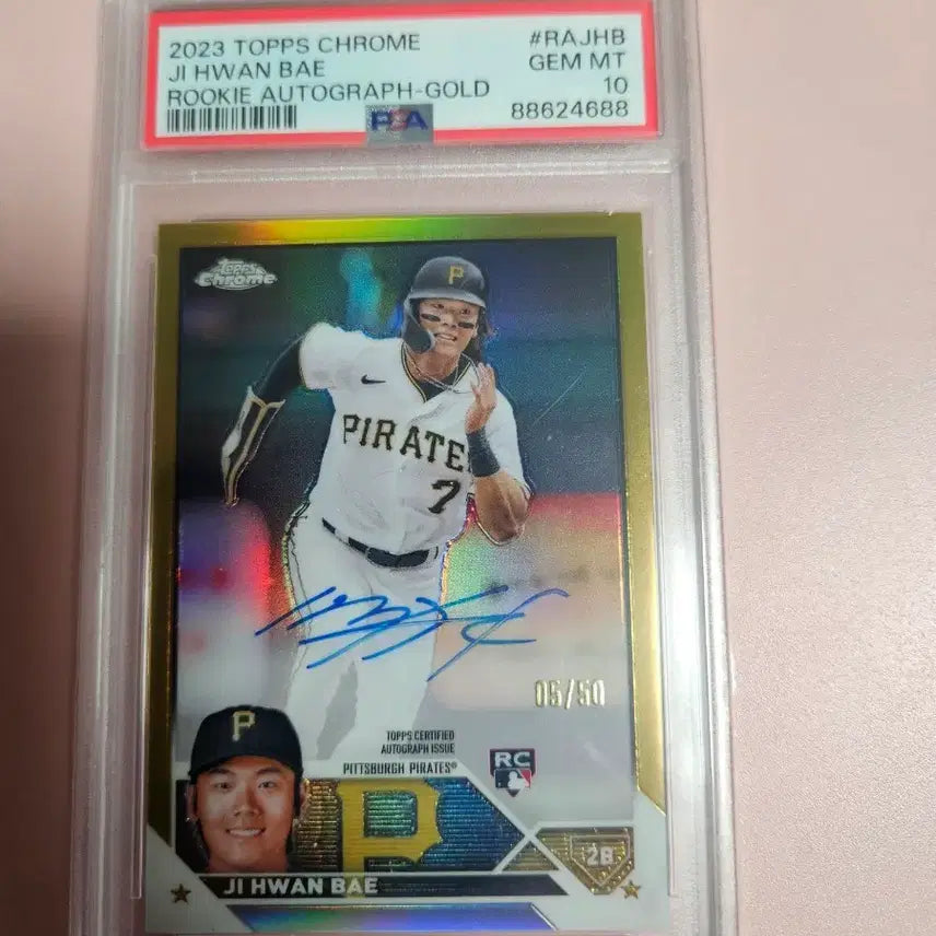 [BUNJANG] Bae Ji-Hwan 2023 Topps Chrome Gold Auto Rookie #50 PSA 10 Graded Card / 배지환 PSA 10등급 50장 한정 2023 탑스크롬 골드 오토 루키