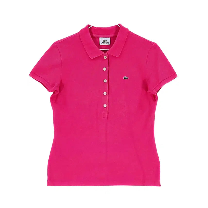 [BUNJANG] Lacoste Women's Pink Slim Fit Short Sleeve Polo Shirt / 라코스테 여성 스포티한 슬림핏 반팔카라티 90 핑크 01026