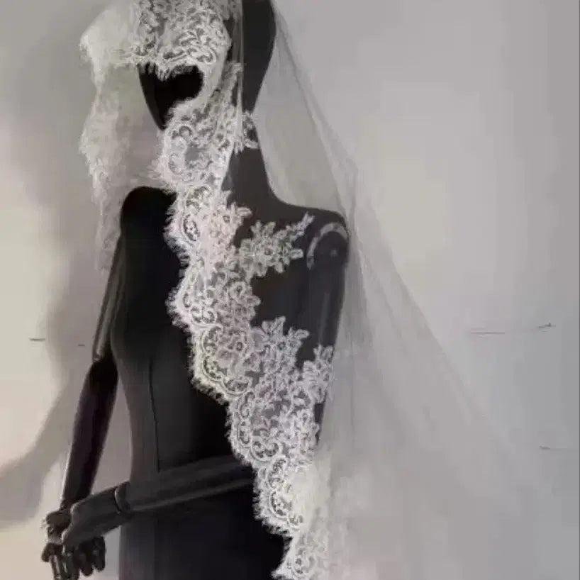 [BUNJANG] Embroidered Long Veil / 자수 롱 베일