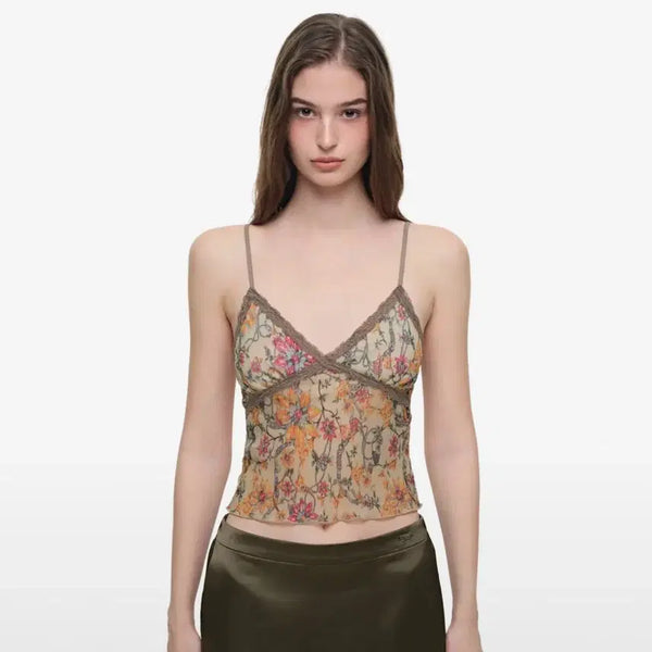 [BUNJANG] Too Much Tax Metallic Floral 03 Lace Camisole Yellow / 투머치택스 ) 메탈릭 플로럴 03 레이스 카미탑 옐로우
