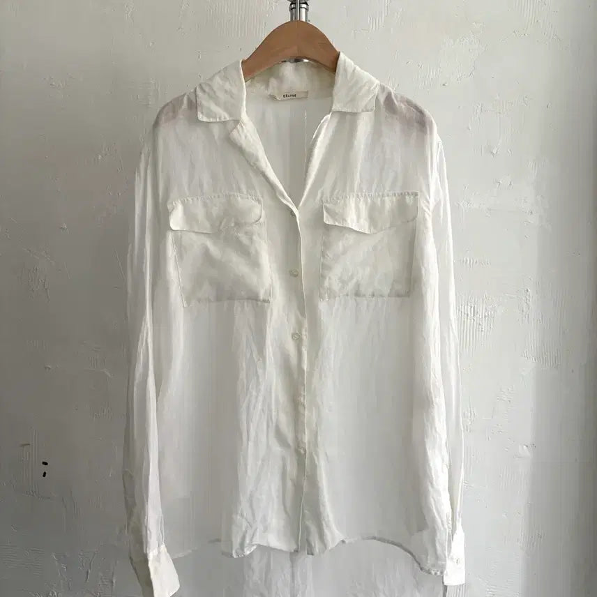 [BUNJANG] Celine White Linen Button Shirt / Celine 셀린느 화이트 린넨 버튼 셔츠