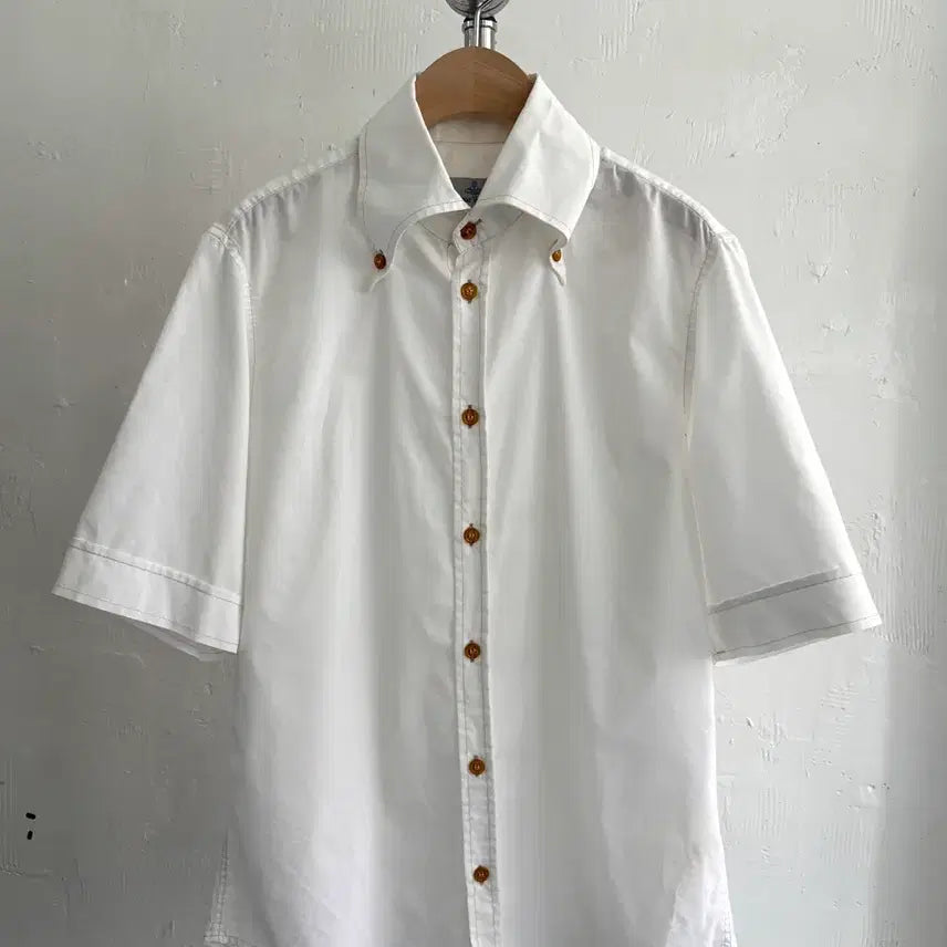 [BUNJANG] Vivienne Westwood Men's White Short-Sleeve Shirt / Vivienne Westwood 비비안웨스트우드 맨 화이트 반팔 셔츠