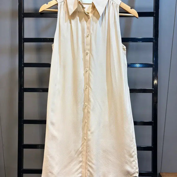 [BUNJANG] HONOR Silk Sleeveless Shirt Dress Ivory / [36] 아너 HONOR 실크 슬리브리스 셔츠 원피스 아이보리 3.9