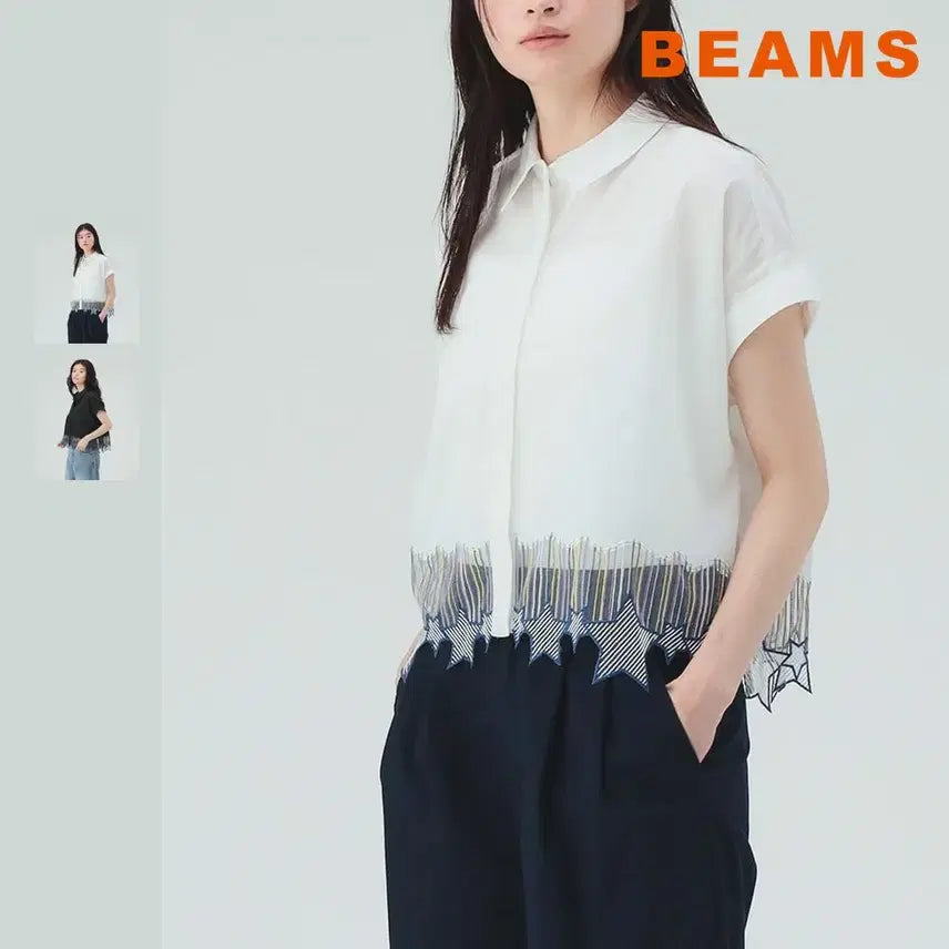 [BUNJANG] BEAMS HEART Heart Colorful Embroidery Shirt / 빔즈 하트 컬러풀 자수 셔츠