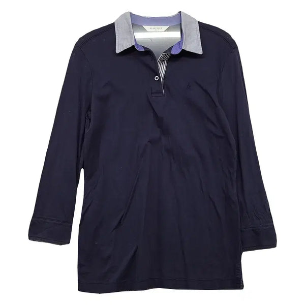 [BUNJANG] Beanpole Navy Logo Long Sleeve Polo Shirt / 빈폴 네이비 로고 긴팔 카라티 90