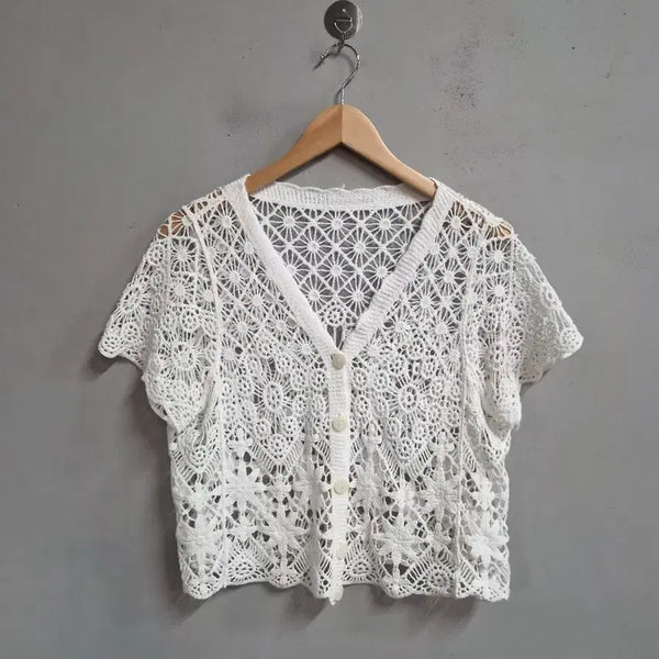 [BUNJANG] AB. PLUS White Flower Crochet Cardigan / ab. plus 화이트 플라워 크로셰 가디건 free