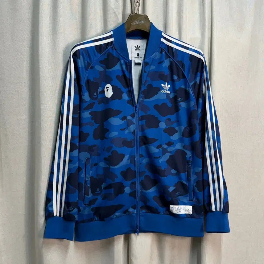[BUNJANG] Adidas x BAPE All Over Camo Track Top Jersey Blue / 아디다스 x 베이프(BAPE) 콜라보 올오버 카모 트랙탑 져지 블루