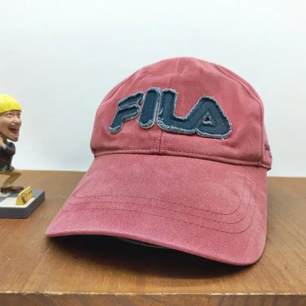 [BUNJANG] FILA 00s Vintage Ball Cap Red / Y2K FILA 00s 빈티지 볼캡 모자 휠라 로고 데미지 레드