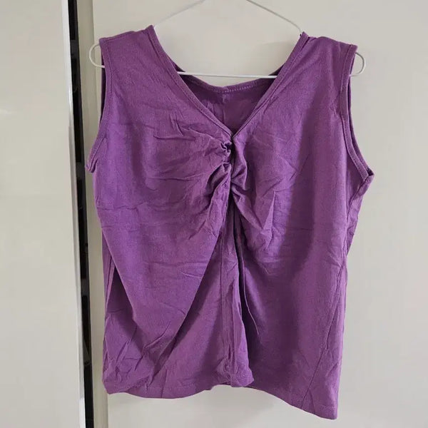 [BUNJANG] Purple Shirring Sleeveless Top / 보라색 셔링 민소매