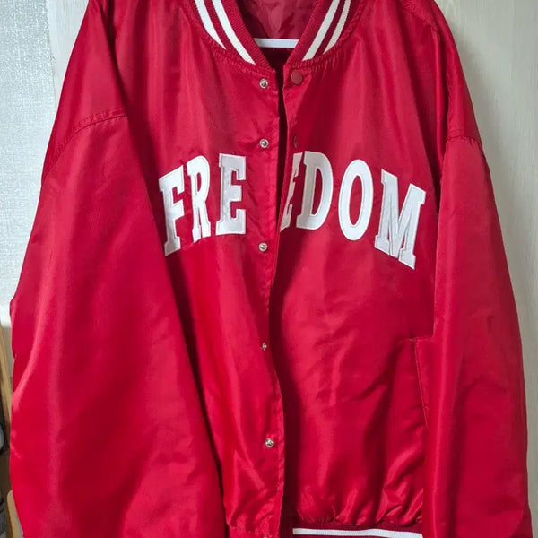 [BUNJANG] Freedom Logo MA-1 Jacket (Red) / 프리덤 로고 MA-1 자켓 (레드)