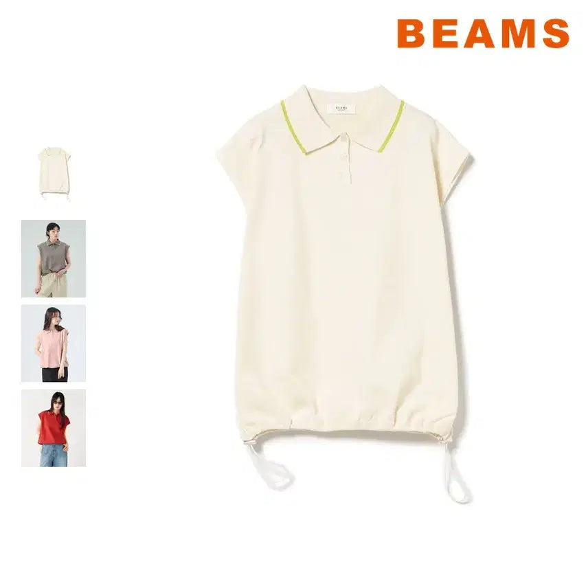 [BUNJANG] BEAMS HEART Heart Drawstring Sleeveless Polo Knit / 빔즈 하트 드로스트링 민소매 폴로 니트