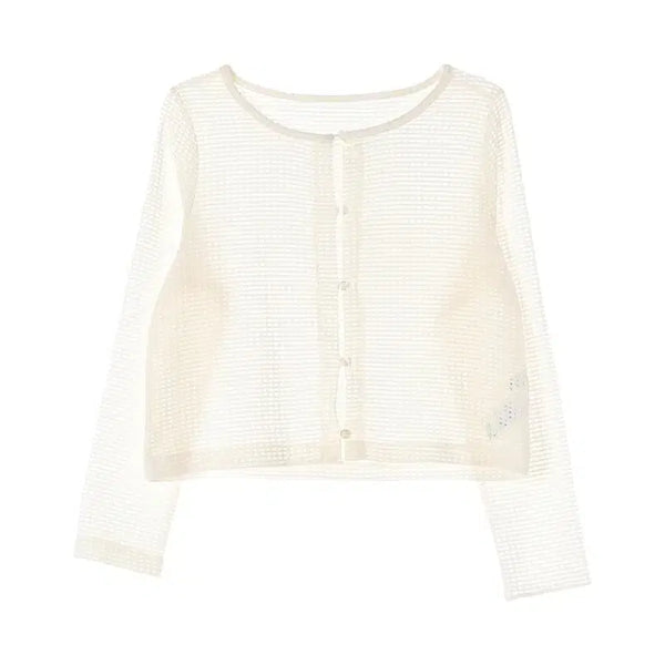 [BUNJANG] Earth Music & Ecology Women's Poly Crochet Knit Cardigan / 어스뮤직앤이콜로지 (WOMEN - F) 폴리 크로쉐 니트 가디건
