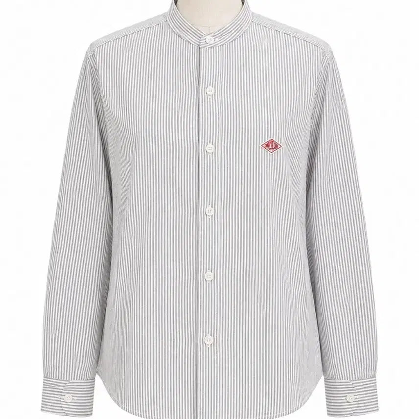[BUNJANG] DANTON Pinstripe Oxford China Collar Shirt Gray / 단톤 셔츠 핀스트라이프 그레이