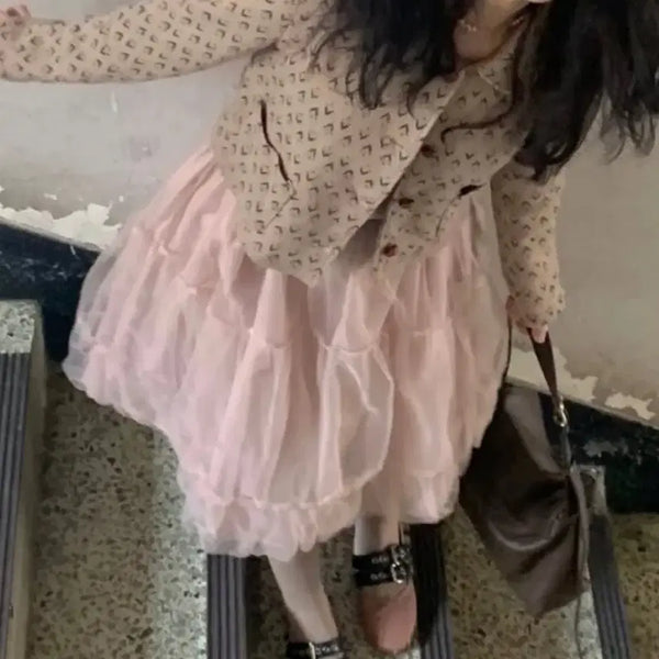 [BUNJANG] Scotty Fluffy Midi Skirt Salmon Pink / (새상품) 스코티 Fluffy Skirt _ midi [Salmon pi