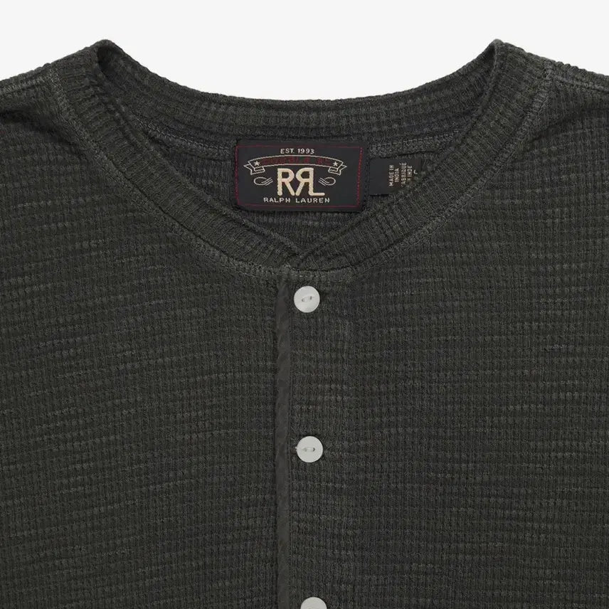[BUNJANG] RRL Waffle Knit Cotton Henley Black / [L]더블알엘-와플니트 코튼 헨리 - 블랙(